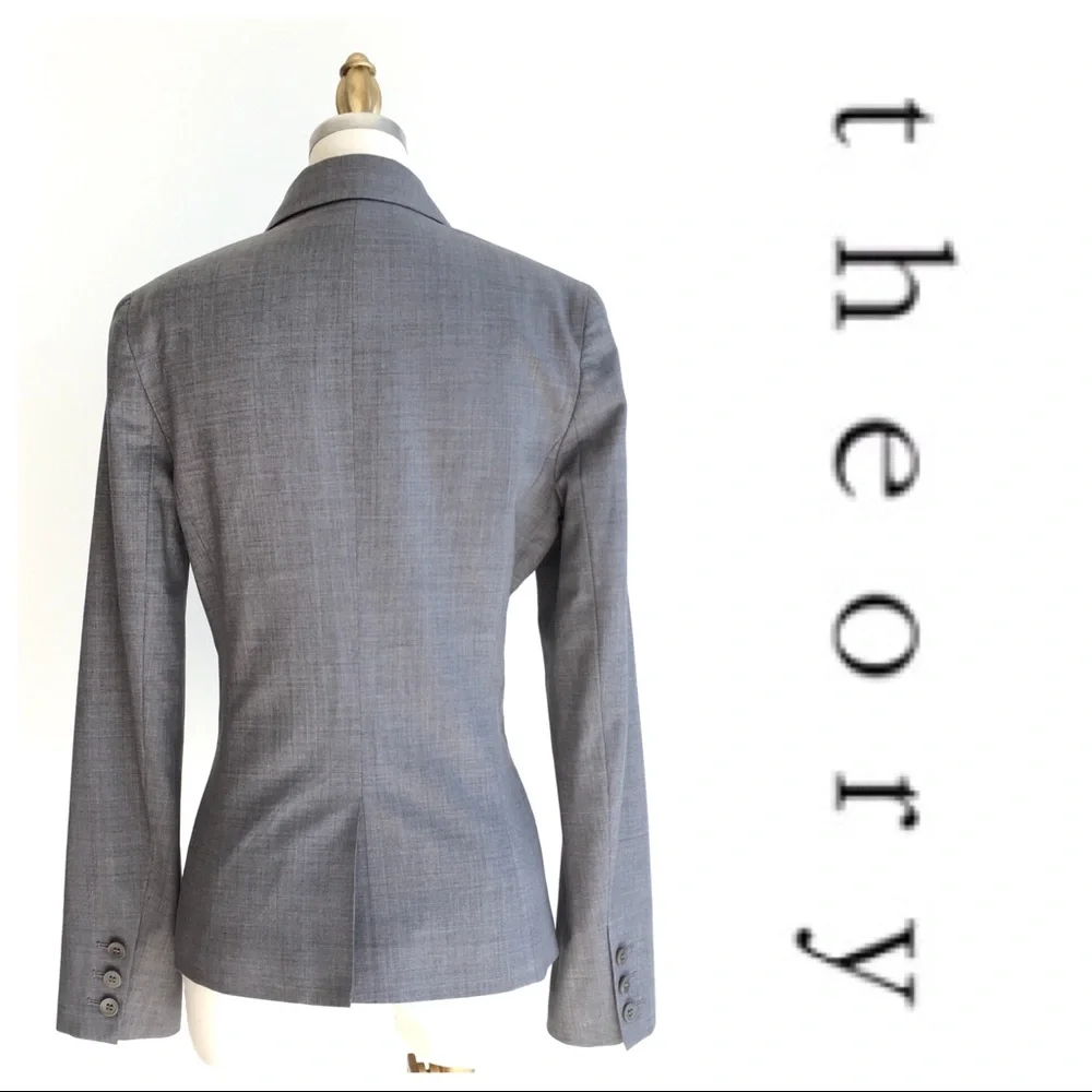 Theory Stretch Wool Gray Blazer - Picture 3 of 6
